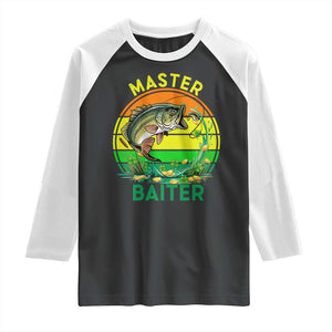 Funny Bass Fishing St Patricks Day Raglan Shirt Master Baiter TS14 Black White Print Your Wear