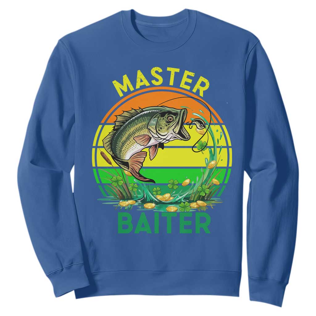 Funny Bass Fishing St Patricks Day Sweatshirt Master Baiter TS14 Royal Blue Print Your Wear