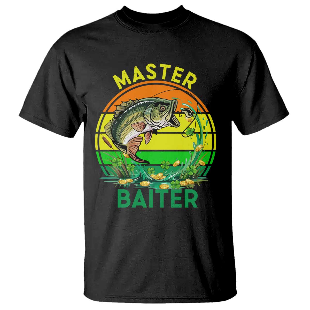Funny Bass Fishing St Patricks Day T Shirt Master Baiter TS14 Black Print Your Wear
