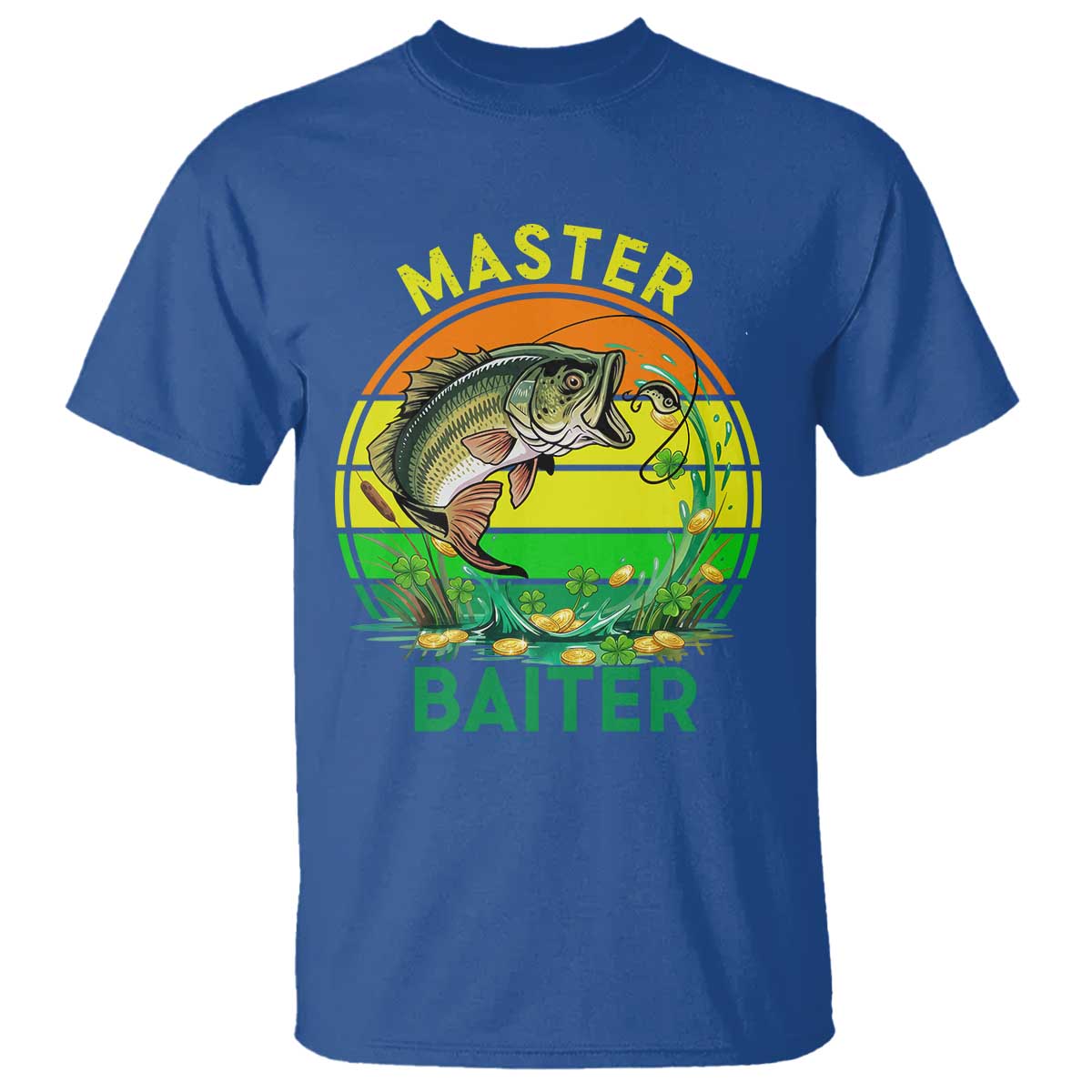 Funny Bass Fishing St Patricks Day T Shirt Master Baiter TS14 Royal Blue Print Your Wear