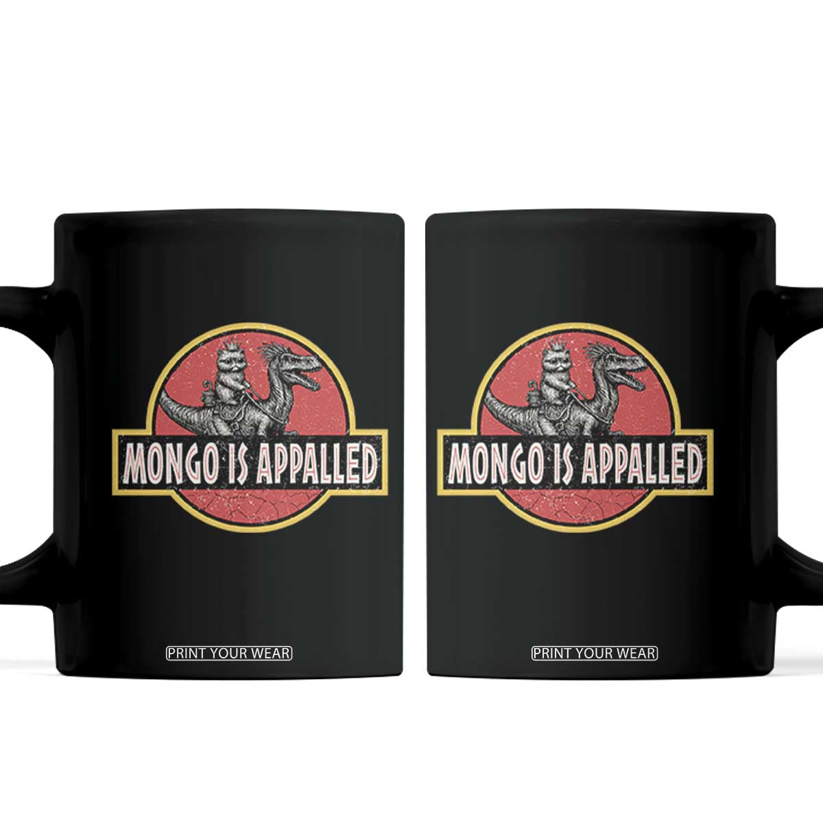 Retro Mongo is Appalled Coffee Mug Princess Cat Riding Dinosaur Book Lover TS14 Black Print Your Wear