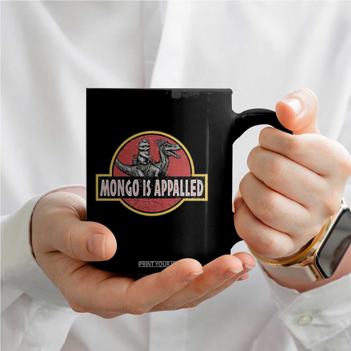 Retro Mongo is Appalled Coffee Mug Princess Cat Riding Dinosaur Book Lover TS14 Print Your Wear