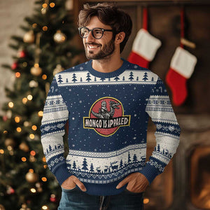 Retro Mongo is Appalled Ugly Christmas Sweater Princess Cat Riding Dinosaur Book Lover TS14 Navy Beige Print Your Wear