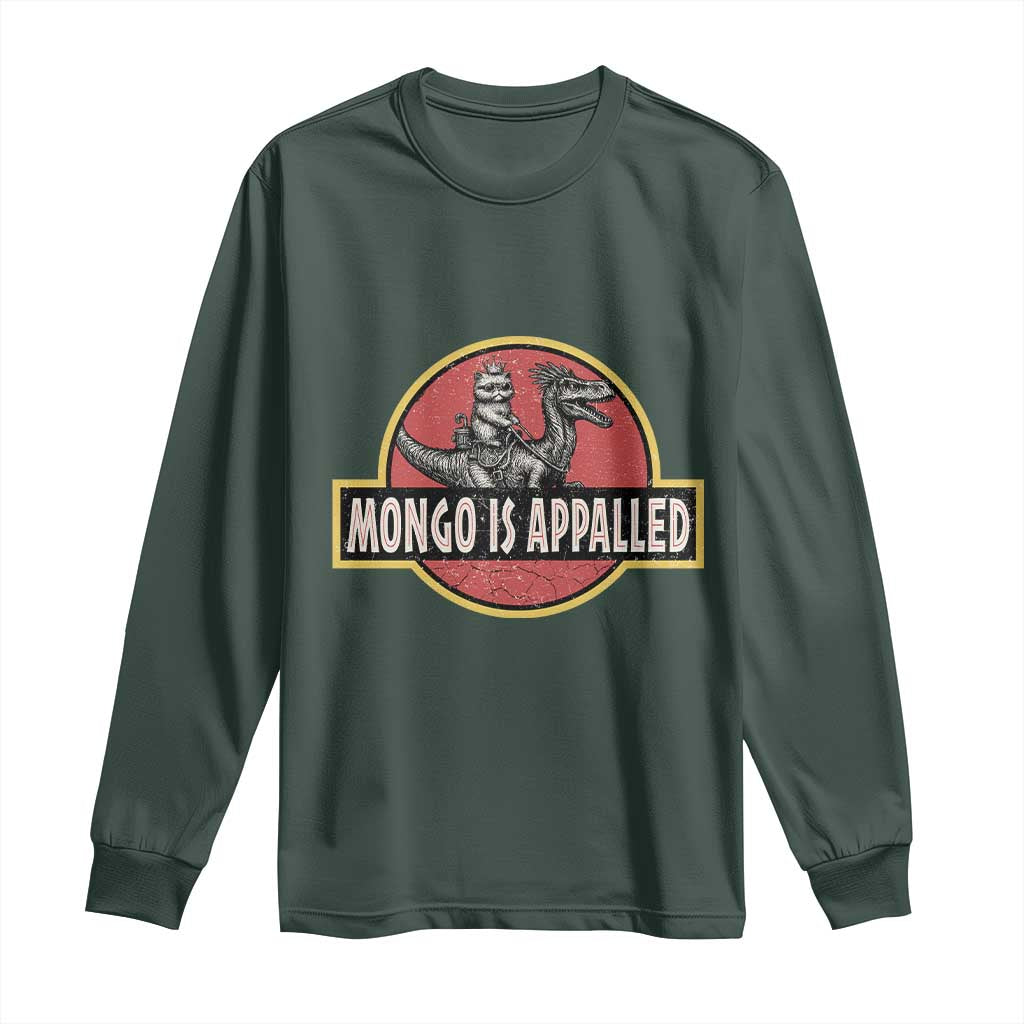 Retro Mongo is Appalled Long Sleeve Shirt Princess Cat Riding Dinosaur Book Lover TS14 Dark Forest Green Print Your Wear
