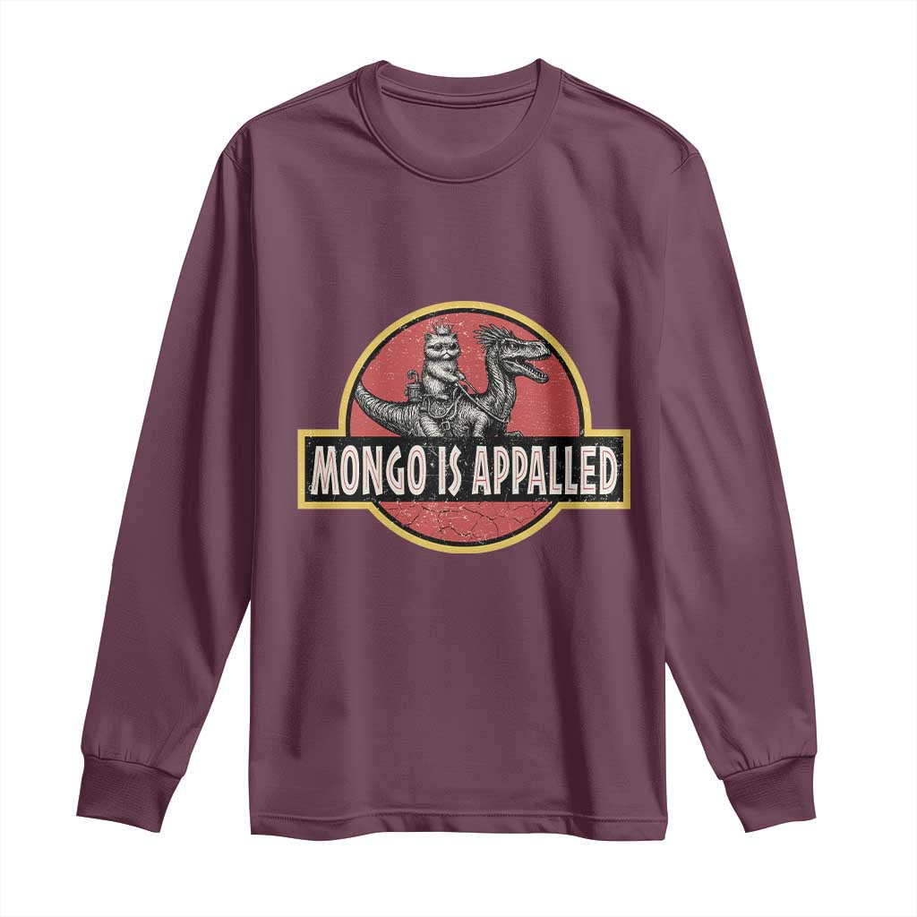 Retro Mongo is Appalled Long Sleeve Shirt Princess Cat Riding Dinosaur Book Lover TS14 Maroon Print Your Wear