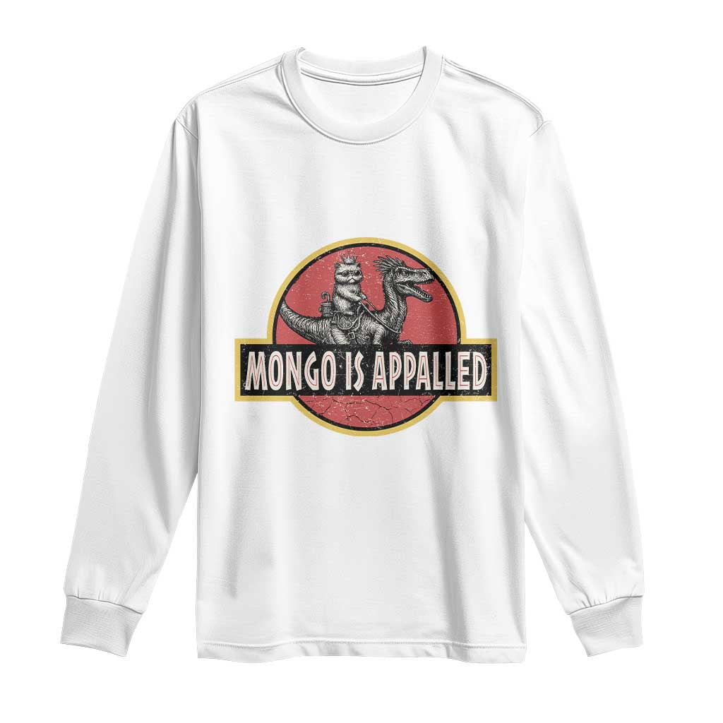 Retro Mongo is Appalled Long Sleeve Shirt Princess Cat Riding Dinosaur Book Lover TS14 White Print Your Wear