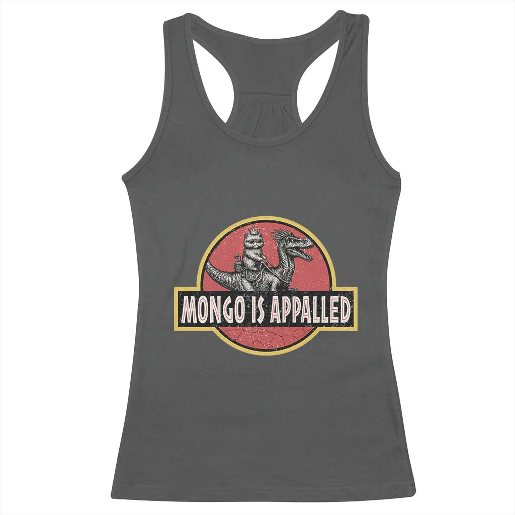 Retro Mongo is Appalled Racerback Tank Top Princess Cat Riding Dinosaur Book Lover TS14 Dark Heather Print Your Wear