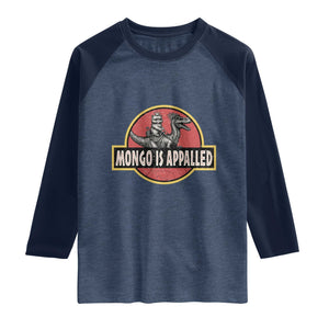 Retro Mongo is Appalled Raglan Shirt Princess Cat Riding Dinosaur Book Lover TS14 Heather Denim Navy Print Your Wear