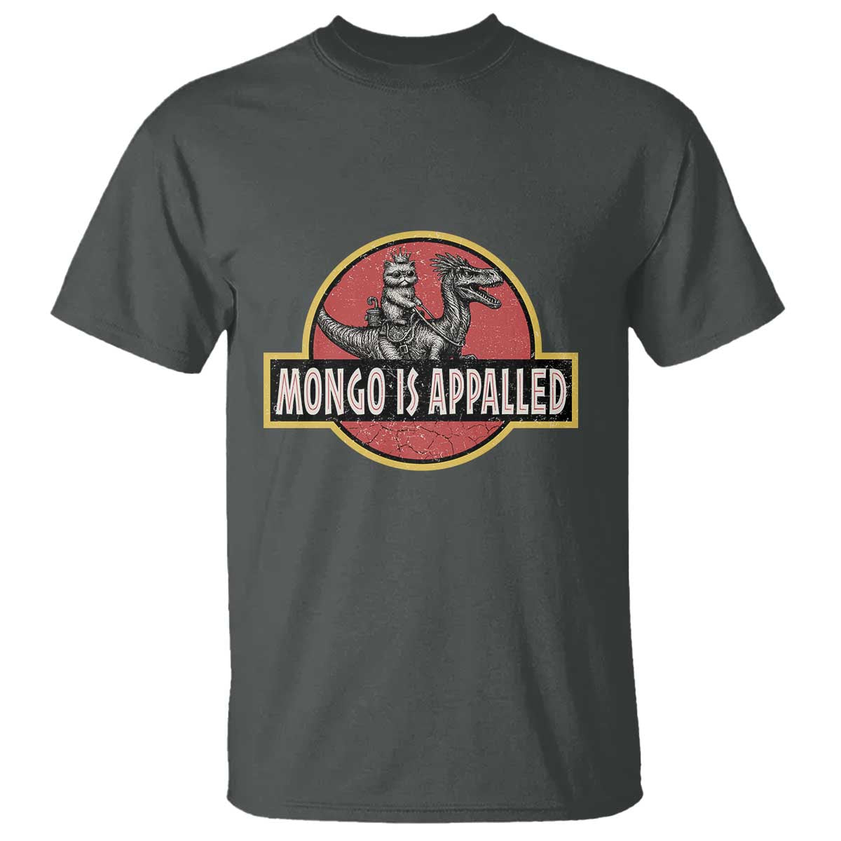 Retro Mongo is Appalled T Shirt Princess Cat Riding Dinosaur Book Lover TS14 Dark Heather Print Your Wear
