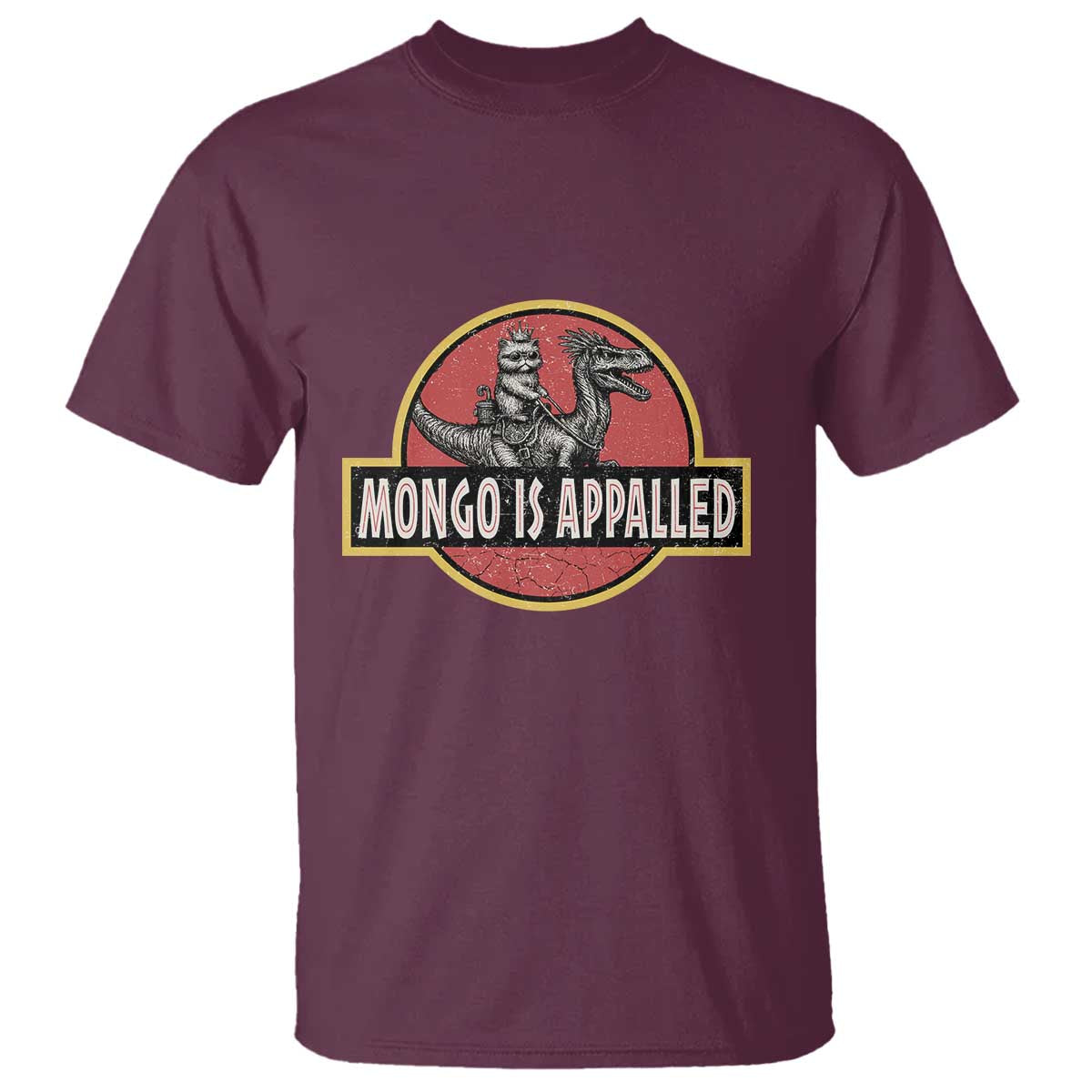Retro Mongo is Appalled T Shirt Princess Cat Riding Dinosaur Book Lover TS14 Maroon Print Your Wear