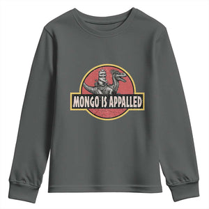 Retro Mongo is Appalled Youth Sweatshirt Princess Cat Riding Dinosaur Book Lover TS14 Dark Heather Print Your Wear