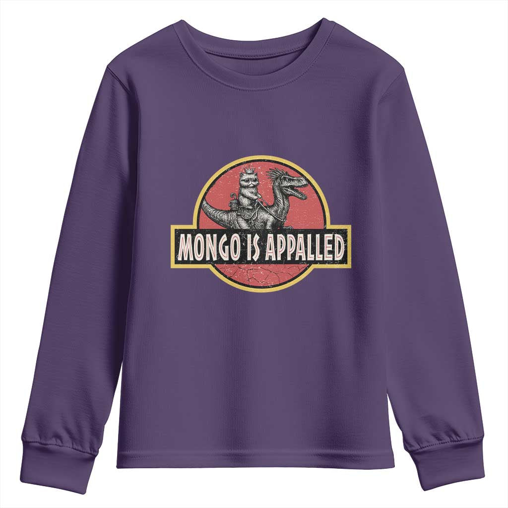 Retro Mongo is Appalled Youth Sweatshirt Princess Cat Riding Dinosaur Book Lover TS14 Purple Print Your Wear
