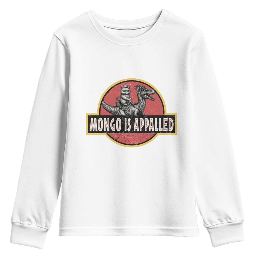 Retro Mongo is Appalled Youth Sweatshirt Princess Cat Riding Dinosaur Book Lover TS14 White Print Your Wear