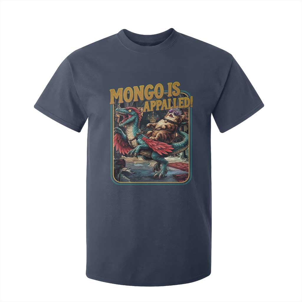 Mongo is Appalled T Shirt For Kid Vintage Princess Cat Riding Dinosaur Sci-Fi Book Lover TS14 Navy Print Your Wear