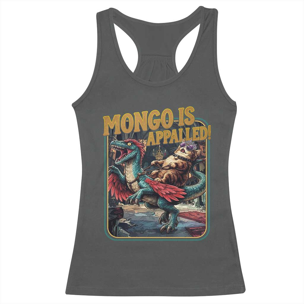 Mongo is Appalled Racerback Tank Top Vintage Princess Cat Riding Dinosaur Sci-Fi Book Lover TS14 Dark Heather Print Your Wear