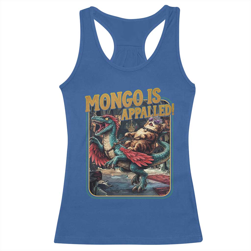 Mongo is Appalled Racerback Tank Top Vintage Princess Cat Riding Dinosaur Sci-Fi Book Lover TS14 Royal Blue Print Your Wear