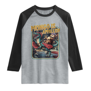 Mongo is Appalled Raglan Shirt Vintage Princess Cat Riding Dinosaur Sci-Fi Book Lover TS14 Heather Gray Black Print Your Wear