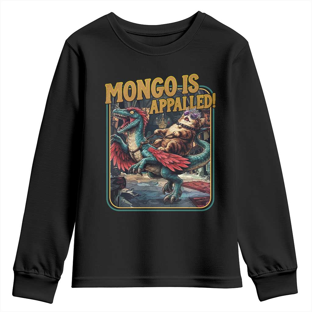 Mongo is Appalled Youth Sweatshirt Vintage Princess Cat Riding Dinosaur Sci-Fi Book Lover TS14 Black Print Your Wear