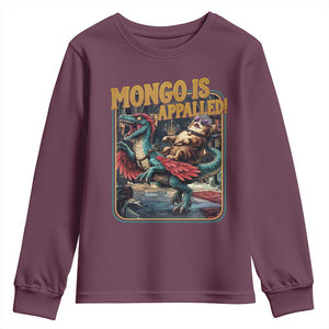 Mongo is Appalled Youth Sweatshirt Vintage Princess Cat Riding Dinosaur Sci-Fi Book Lover TS14 Maroon Print Your Wear