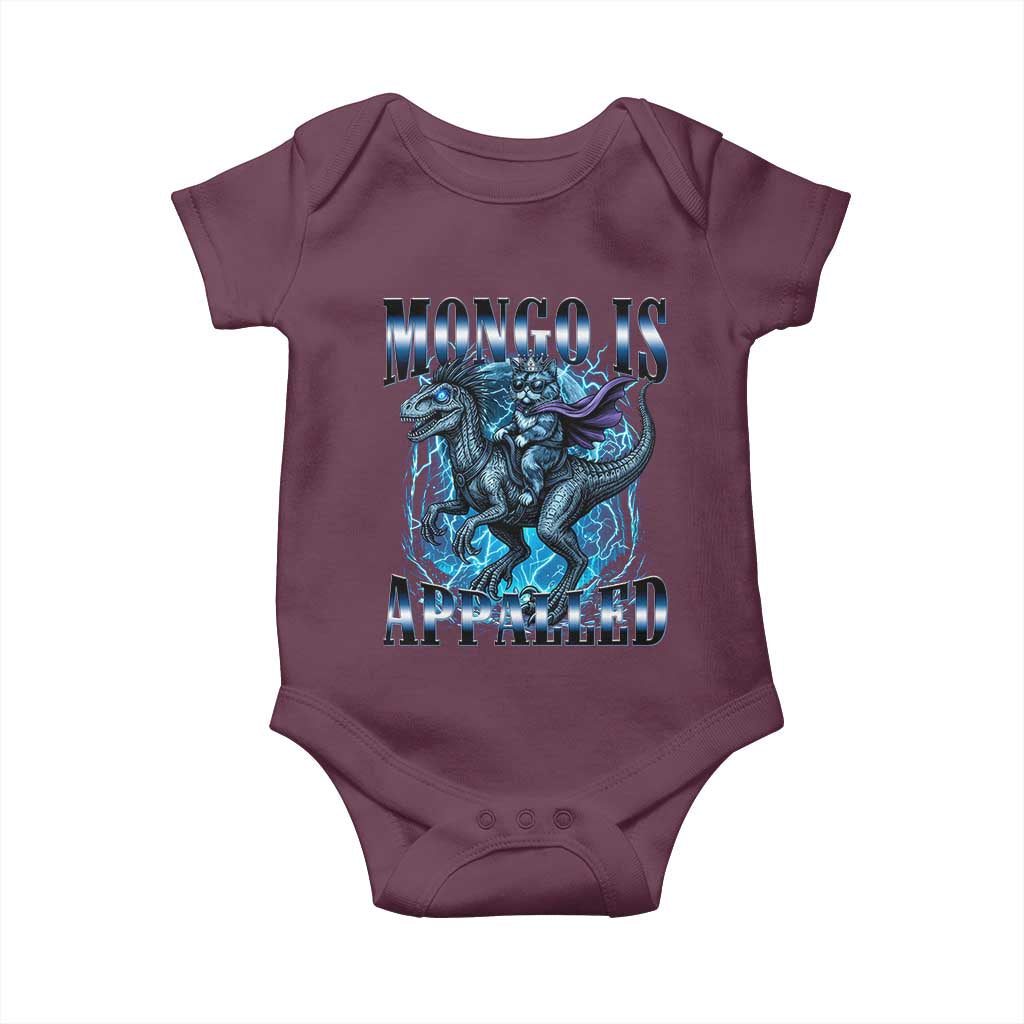 Mongo is Appalled Baby Onesie Funny Princess Cat Riding Dinosaur TS14 Maroon Print Your Wear