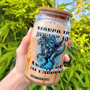 Mongo is Appalled Glass Can Funny Princess Cat Riding Dinosaur TS14 Black Print Your Wear