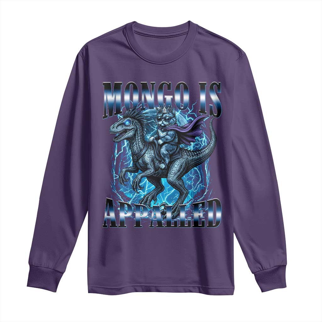 Mongo is Appalled Long Sleeve Shirt Funny Princess Cat Riding Dinosaur TS14 Purple Print Your Wear