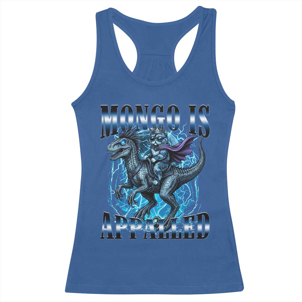 Mongo is Appalled Racerback Tank Top Funny Princess Cat Riding Dinosaur TS14 Royal Blue Print Your Wear