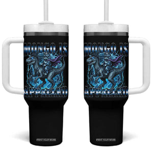 Mongo is Appalled Tumbler With Handle Funny Princess Cat Riding Dinosaur TS14 One Size: 40 oz Black Print Your Wear
