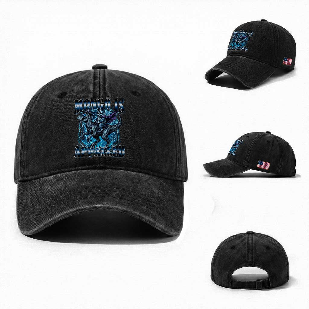 Mongo is Appalled Washed Cotton Baseball Cap Funny Princess Cat Riding Dinosaur TS14 Washed Cap Universal Fit Black Print Your Wear