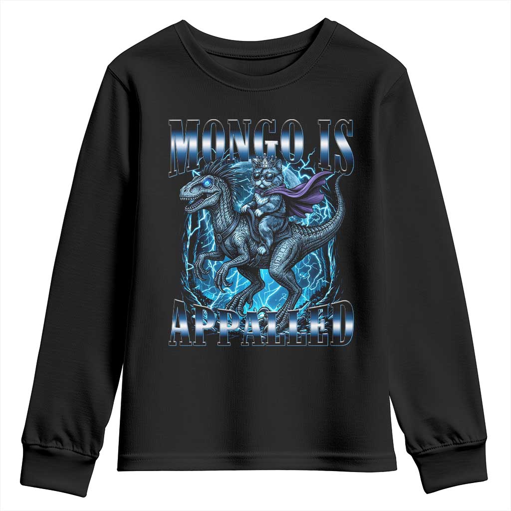 Mongo is Appalled Youth Sweatshirt Funny Princess Cat Riding Dinosaur TS14 Black Print Your Wear