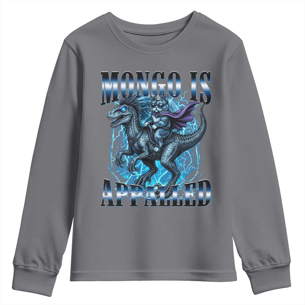 Mongo is Appalled Youth Sweatshirt Funny Princess Cat Riding Dinosaur TS14 Charcoal Print Your Wear