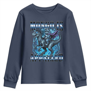 Mongo is Appalled Youth Sweatshirt Funny Princess Cat Riding Dinosaur TS14 Navy Print Your Wear