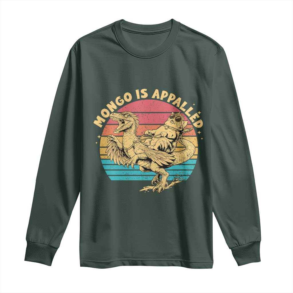 Mongo is Appalled Long Sleeve Shirt Vintage Princess Cat Riding Dinosaur TS14 Dark Forest Green Print Your Wear