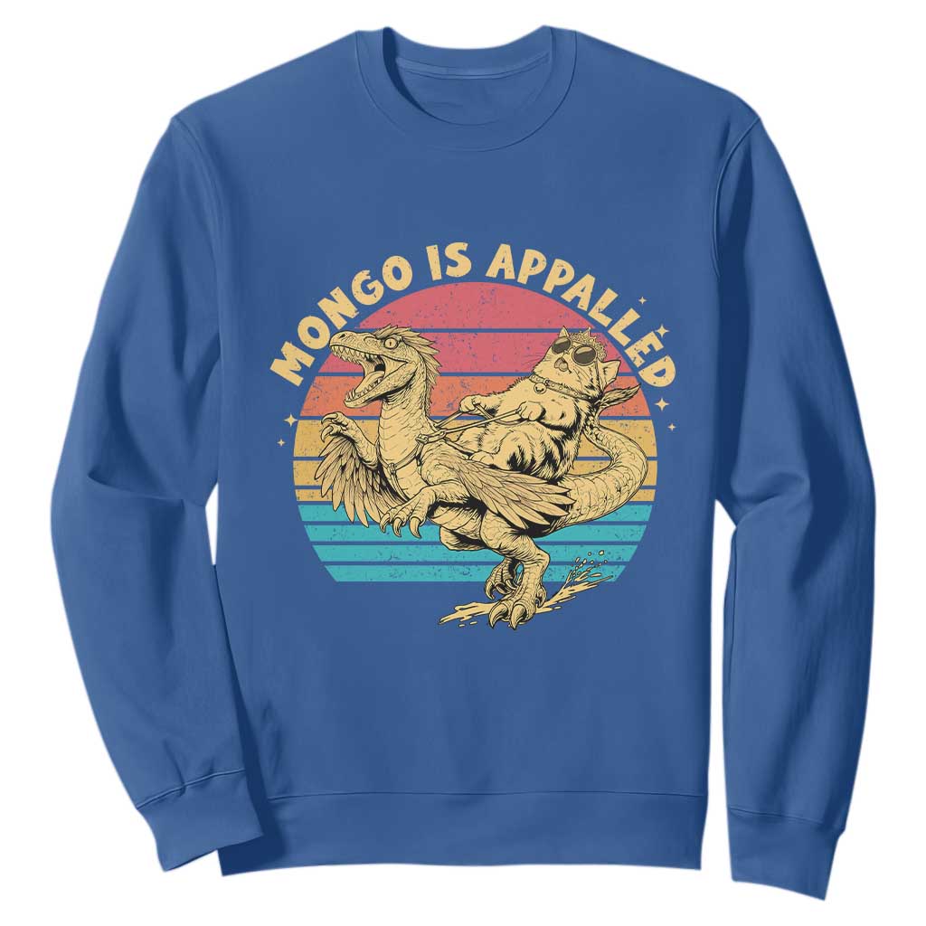 Mongo is Appalled Sweatshirt Vintage Princess Cat Riding Dinosaur TS14 Royal Blue Print Your Wear