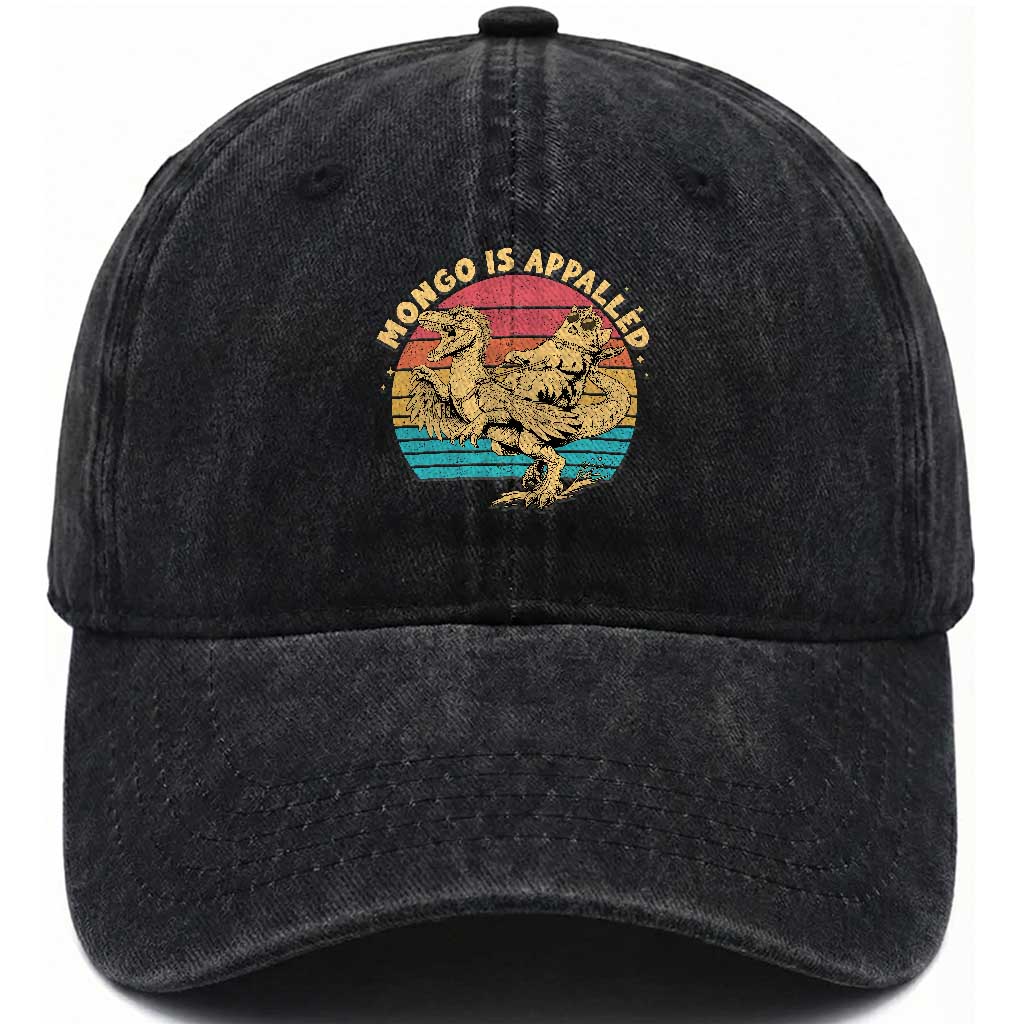 Mongo is Appalled Washed Cotton Baseball Cap Vintage Princess Cat Riding Dinosaur TS14 Print Your Wear