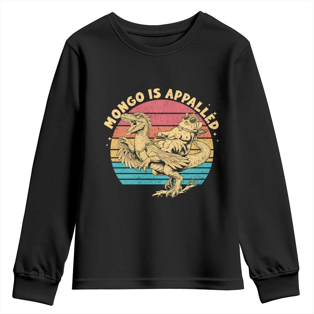 Mongo is Appalled Youth Sweatshirt Vintage Princess Cat Riding Dinosaur TS14 Black Print Your Wear