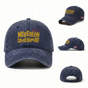 New Achievement Washed Cotton Baseball Cap Funny Sci-Fi Book Lover TS14 Washed Cap Universal Fit Navy Print Your Wear