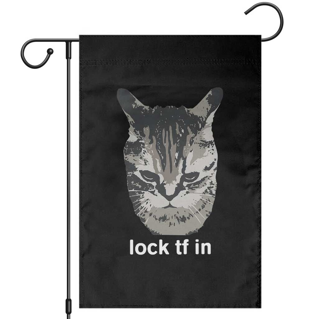 Lock TF In Cat Garden Flag Funny Gen Z Meme TS14 Black Print Your Wear