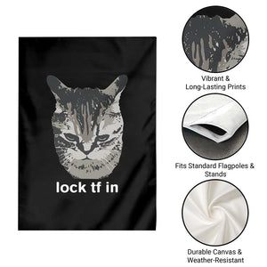 Lock TF In Cat Garden Flag Funny Gen Z Meme TS14 Print Your Wear