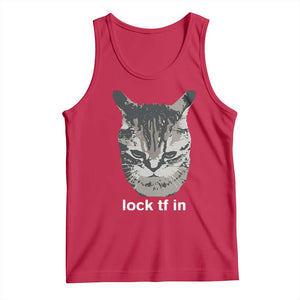 Lock TF In Cat Tank Top Funny Gen Z Meme TS14 Red Print Your Wear