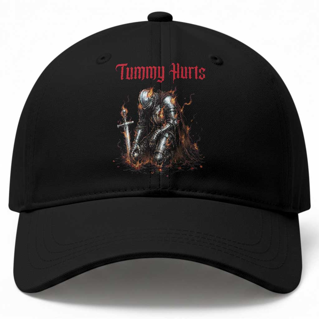 Tummy Hurts Baseball Cap Funny Medieval Knight Dark Humor TS14 Print Your Wear