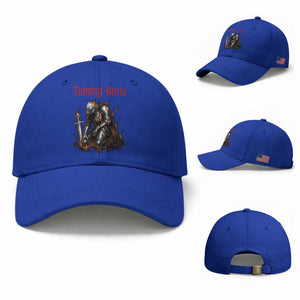 Tummy Hurts Baseball Cap Funny Medieval Knight Dark Humor TS14 Baseball Cap Universal Fit Royal Blue Print Your Wear