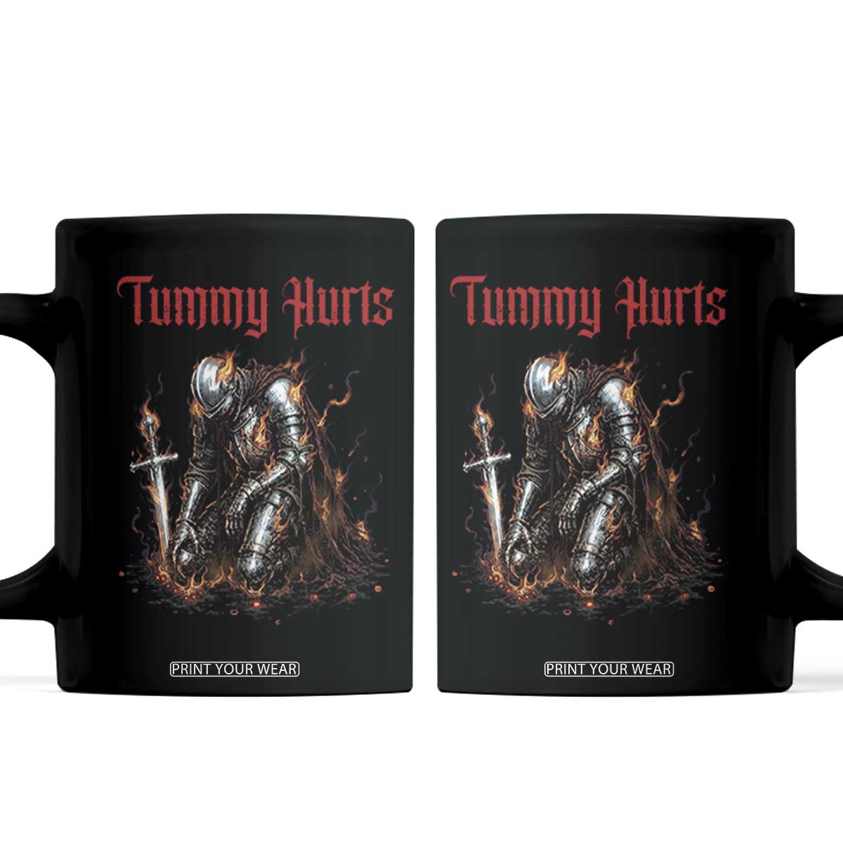 Tummy Hurts Coffee Mug Funny Medieval Knight Dark Humor TS14 Black Print Your Wear
