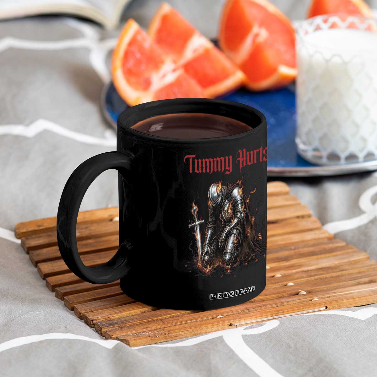 Tummy Hurts Coffee Mug Funny Medieval Knight Dark Humor TS14 Print Your Wear