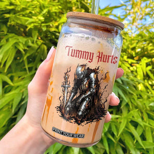 Tummy Hurts Glass Can Funny Medieval Knight Dark Humor TS14 Black Print Your Wear