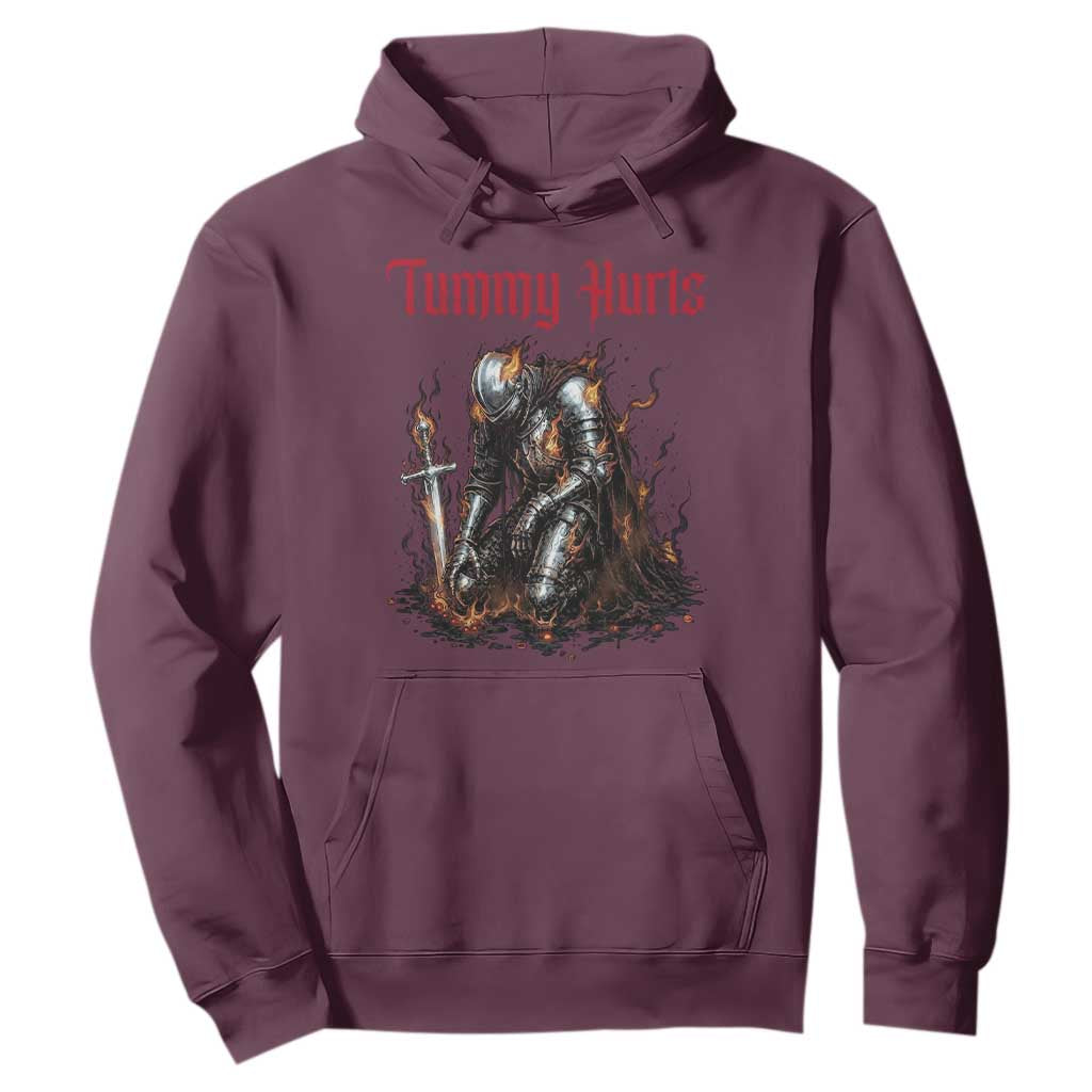Tummy Hurts Hoodie Funny Medieval Knight Dark Humor TS14 Maroon Print Your Wear