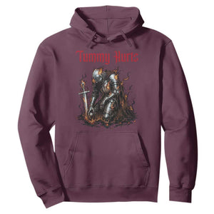 Tummy Hurts Hoodie Funny Medieval Knight Dark Humor TS14 Maroon Print Your Wear