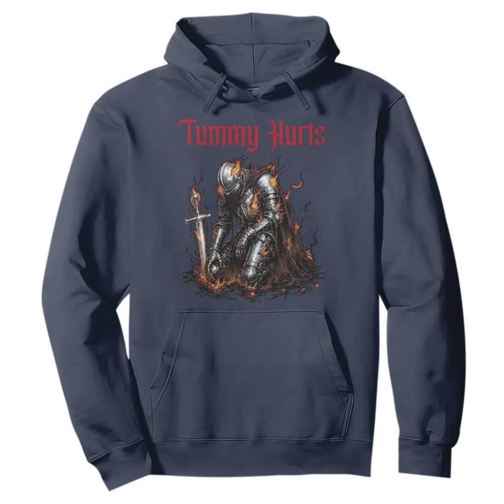 Tummy Hurts Hoodie Funny Medieval Knight Dark Humor TS14 Navy Print Your Wear