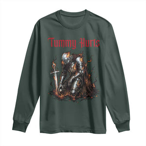 Tummy Hurts Long Sleeve Shirt Funny Medieval Knight Dark Humor TS14 Dark Forest Green Print Your Wear