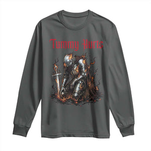 Tummy Hurts Long Sleeve Shirt Funny Medieval Knight Dark Humor TS14 Dark Heather Print Your Wear